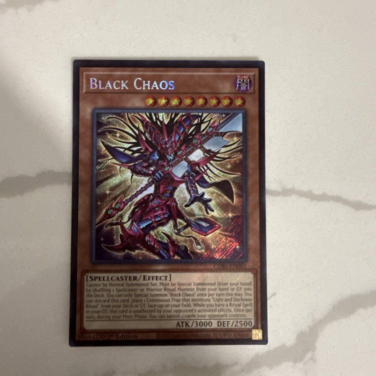 Black Chaos CORI-EN001 Chaos Origins 1st Edition Secret Rare Near Mint Yugioh Black Chaos CORI-EN001 Chaos Origins 1st Edition Secret Rare Near Mint Yugioh