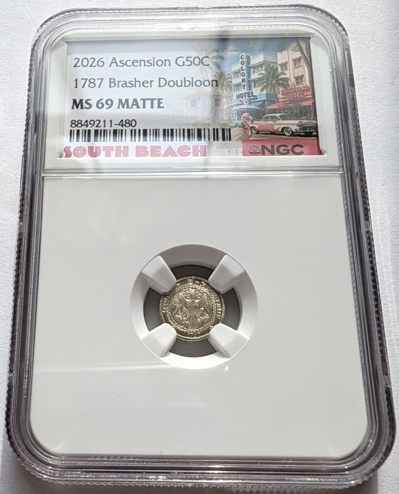 2026 Ascension 50C Brasher Doubloon .5g Gold NGC MS69 South Beach Label