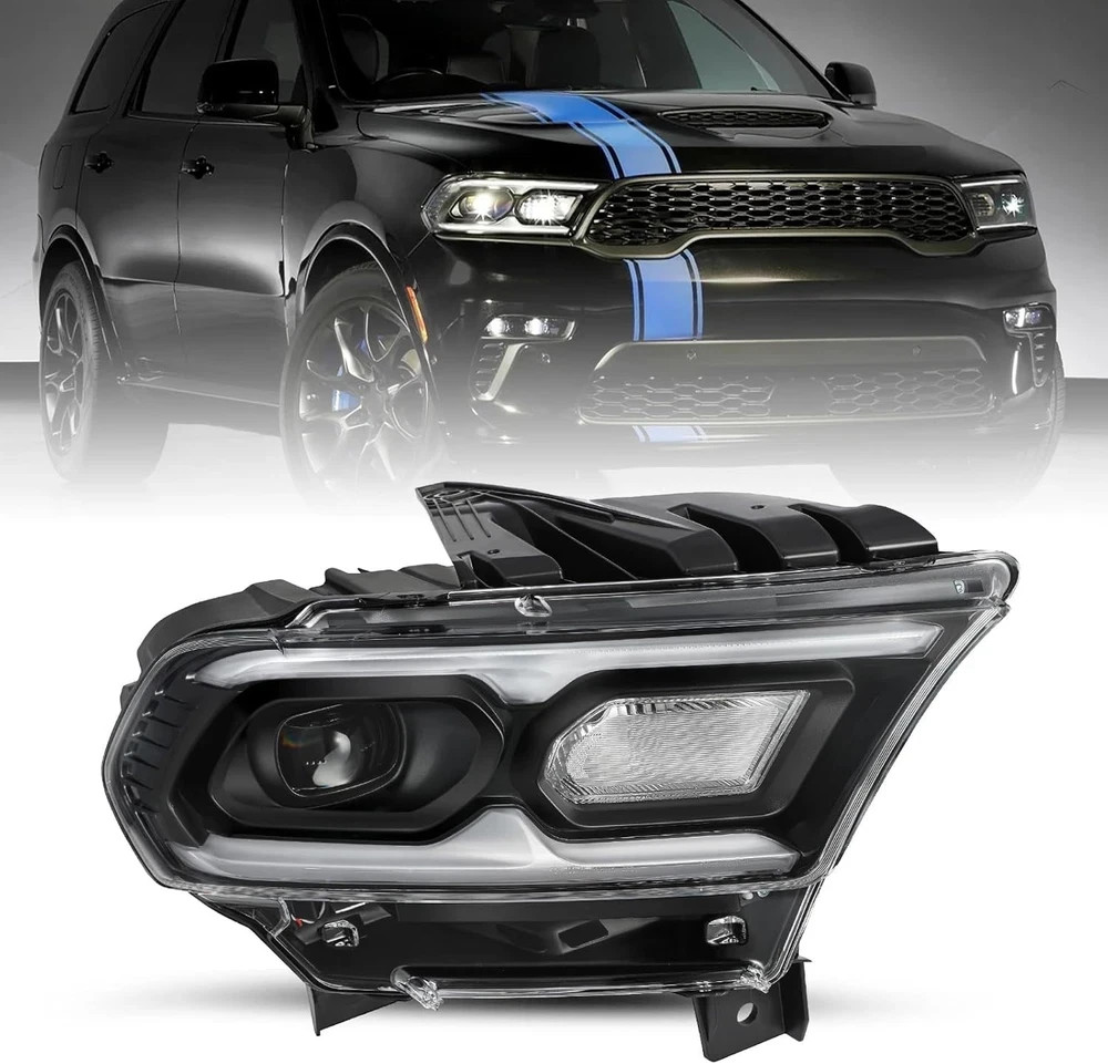 Right Passenger Side Headlight Assembly Fit for 2021-2024 Dodge Durango Black...