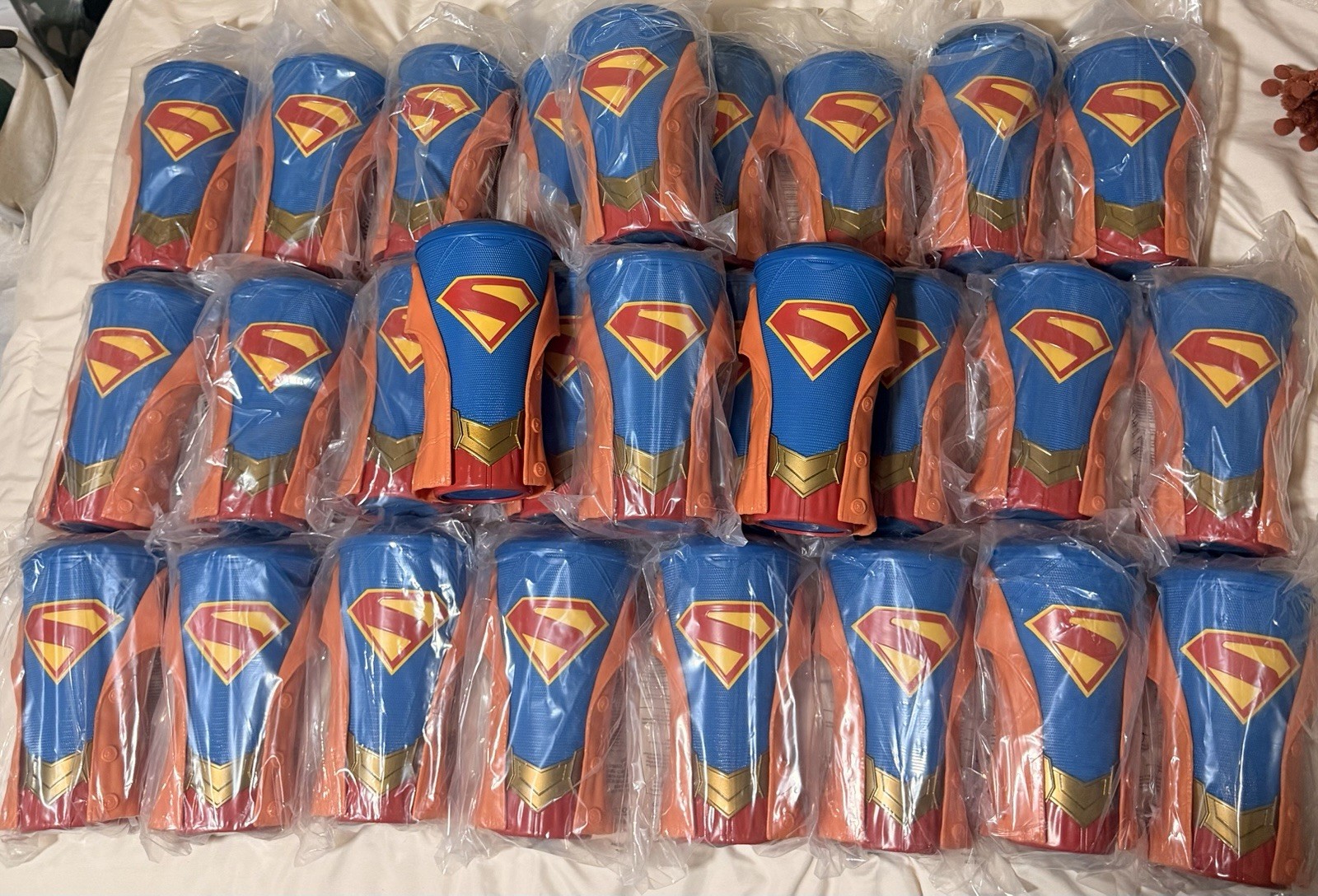 Supergirl Gripper Cup with Topper AMC Exclusive NEW 28 Cups Total Supergirl Gripper Cup with Topper AMC Exclusive NEW 28 Cups Total