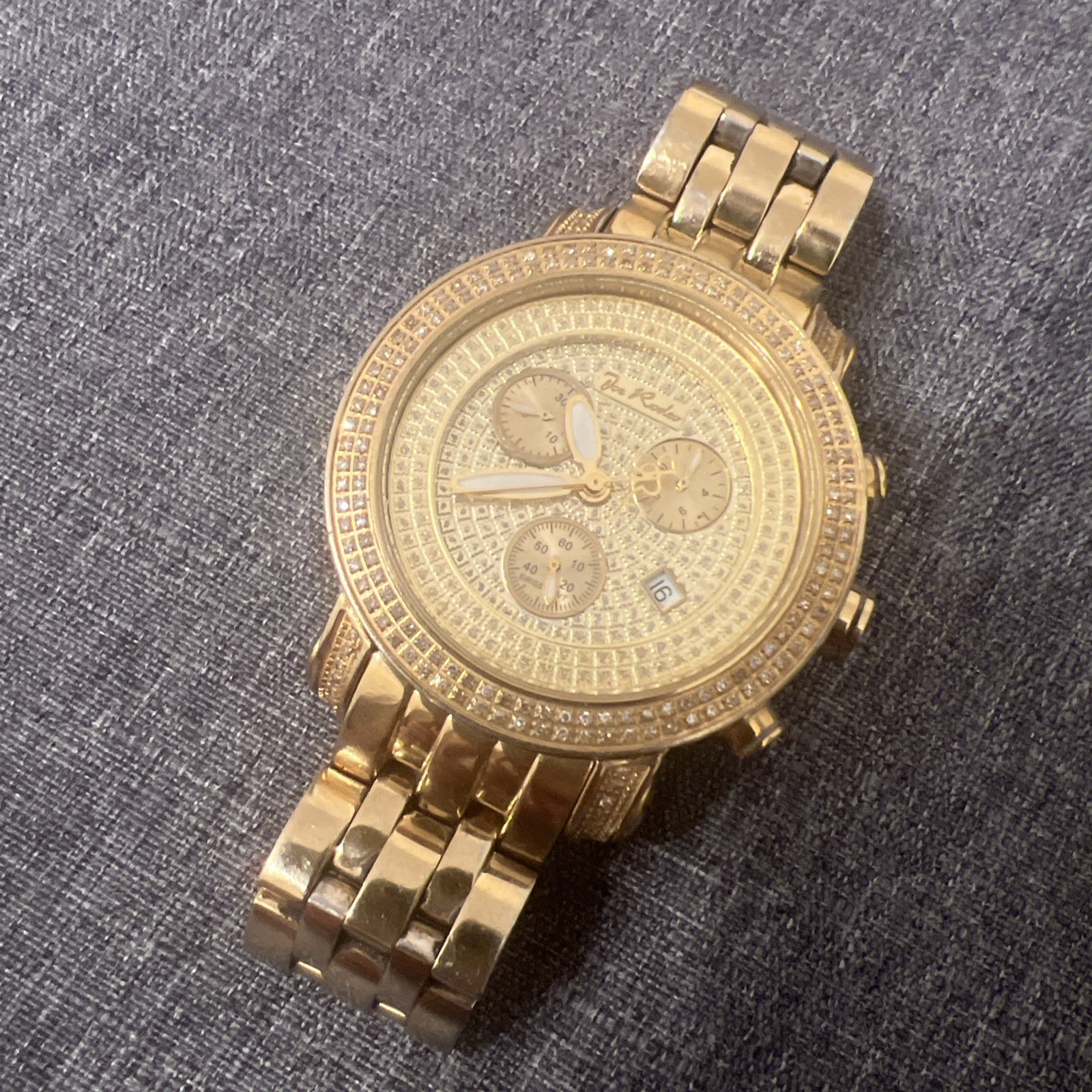 Joe Rodeo Classic JCL19 Diamond Watch 1.75ct Gold Tone Swiss Chronograph