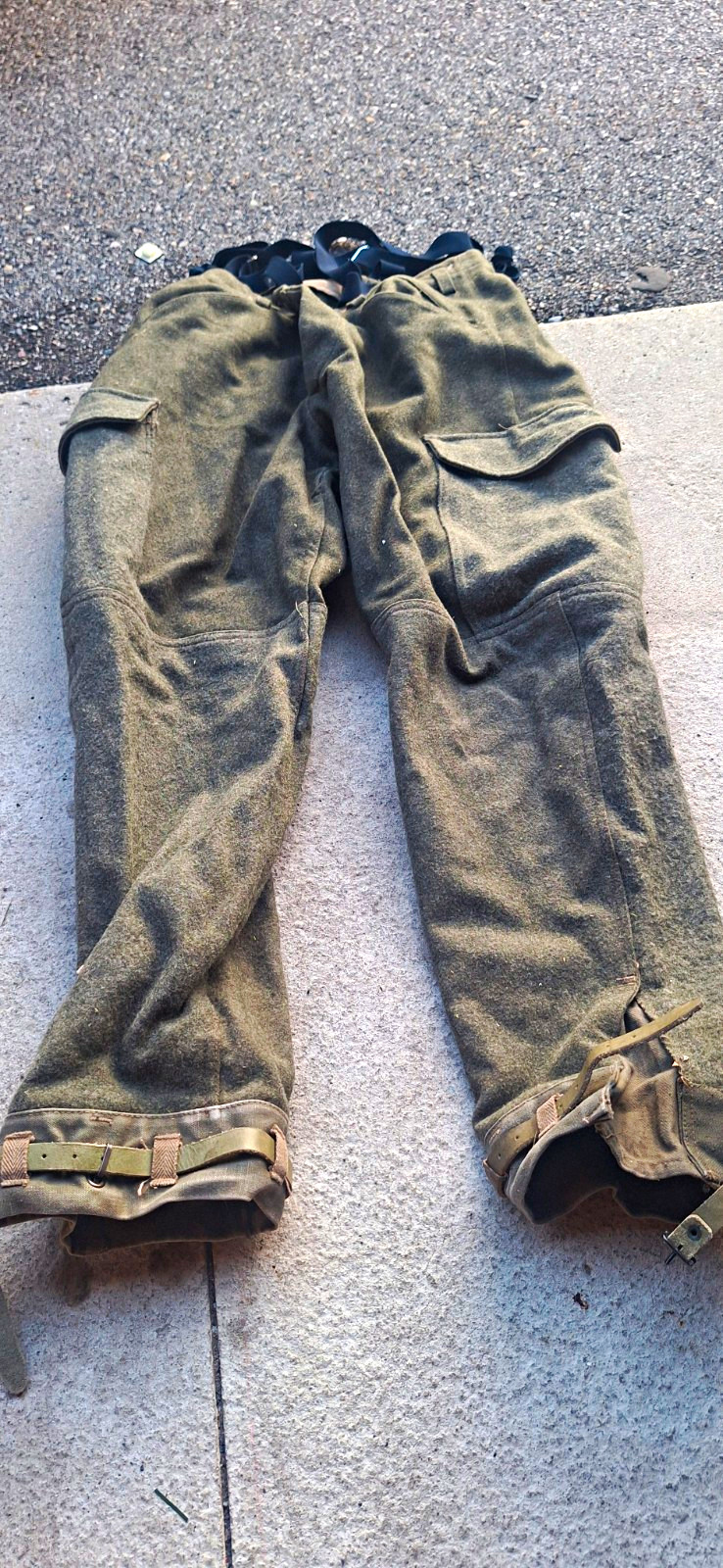 Vtg 1940s Swedish Army M39/58 Wool Cargo Trousers Origanal Ankle Straps