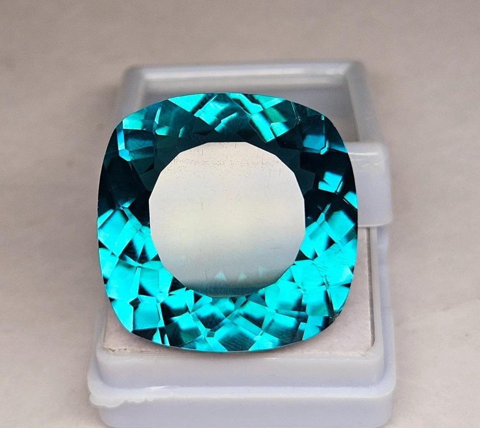 40 Ct Certified Natural Paraiba Tourmaline Neon Blue Cushion Cut Loose Gemstone