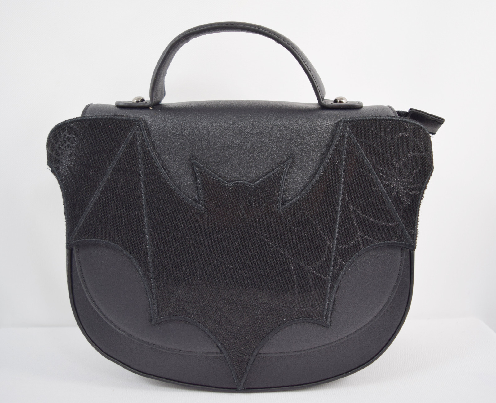 Gothic Bat Wing Purse – Lost Queen Bellatrix Crossbody Bag Spiderweb Lace Detail