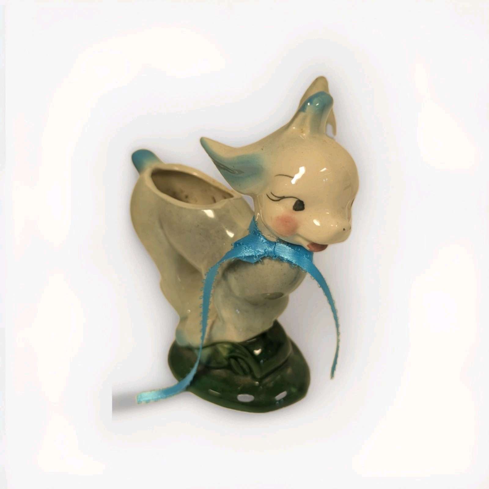 Vintage running donkey planter deer vase ceramic kitsch 6in baby cute FLAW Vintage running donkey planter deer vase ceramic kitsch 6in baby cute FLAW