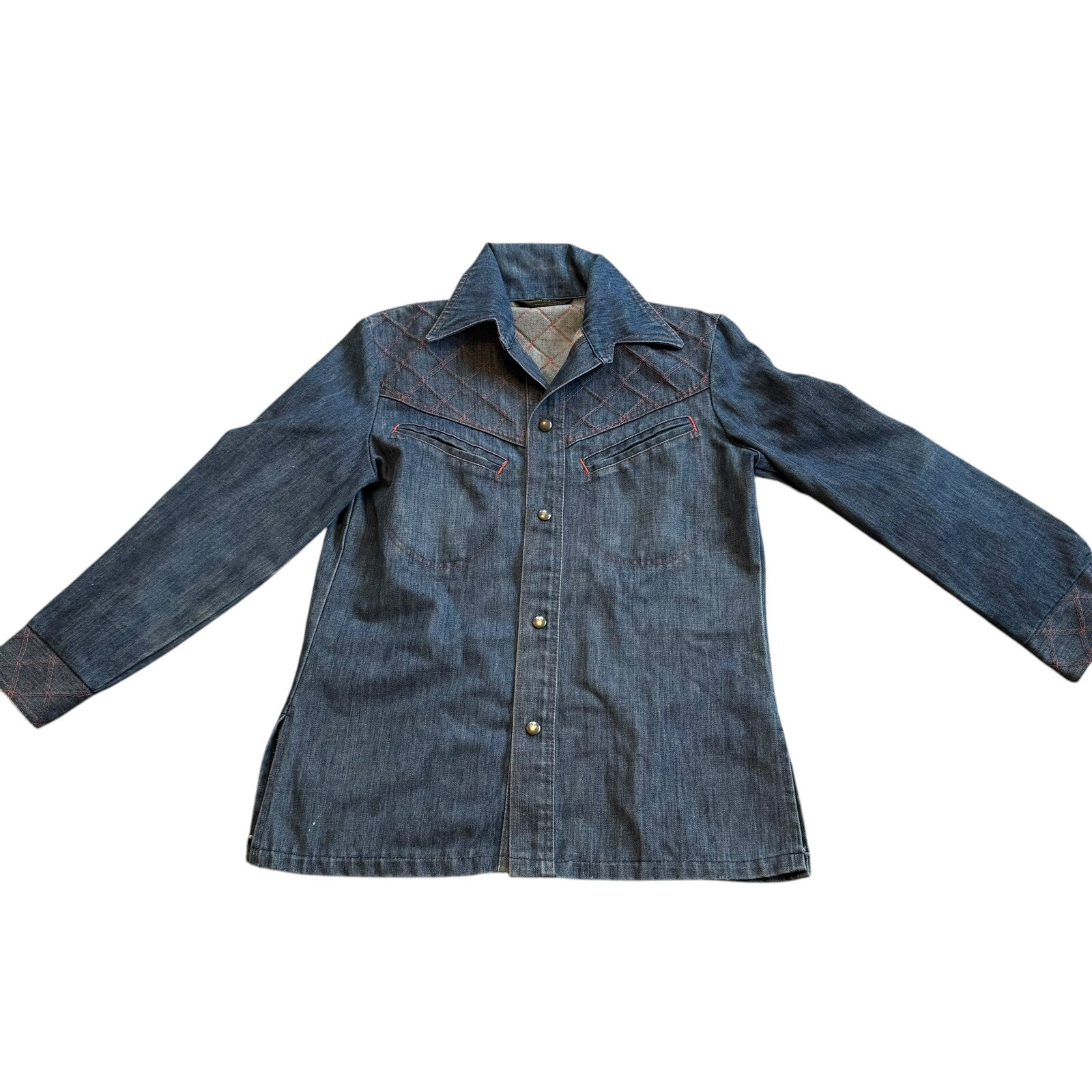 VTG 70s Denim jacket Leisure Suit Embroidered Grants Menswear  Disco READ