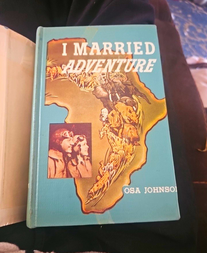 1940 I Married Adventure Osa Johnson Map Cloth Cover Book of Month Dust Jacket