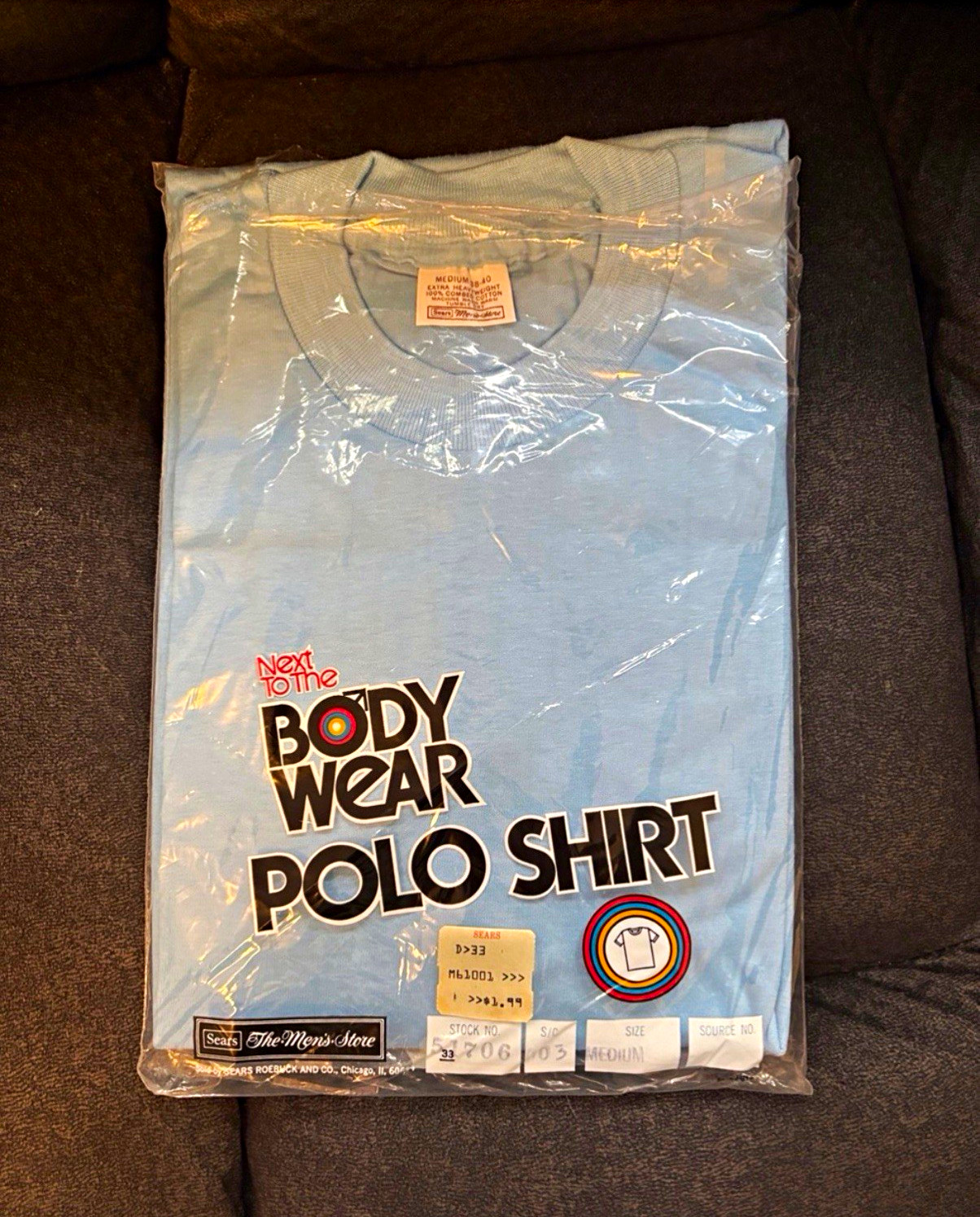VTG 70s 80s Sears Next To The Body Wear Polo Shirt Deadstock Pastel Blue M