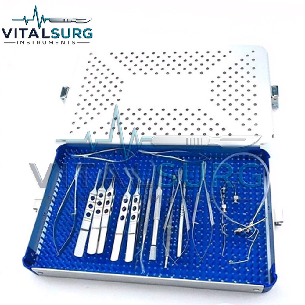 Eye Cataract Titanium Set 21 PCS Ophthalmic Surgical Instruments Set With Box