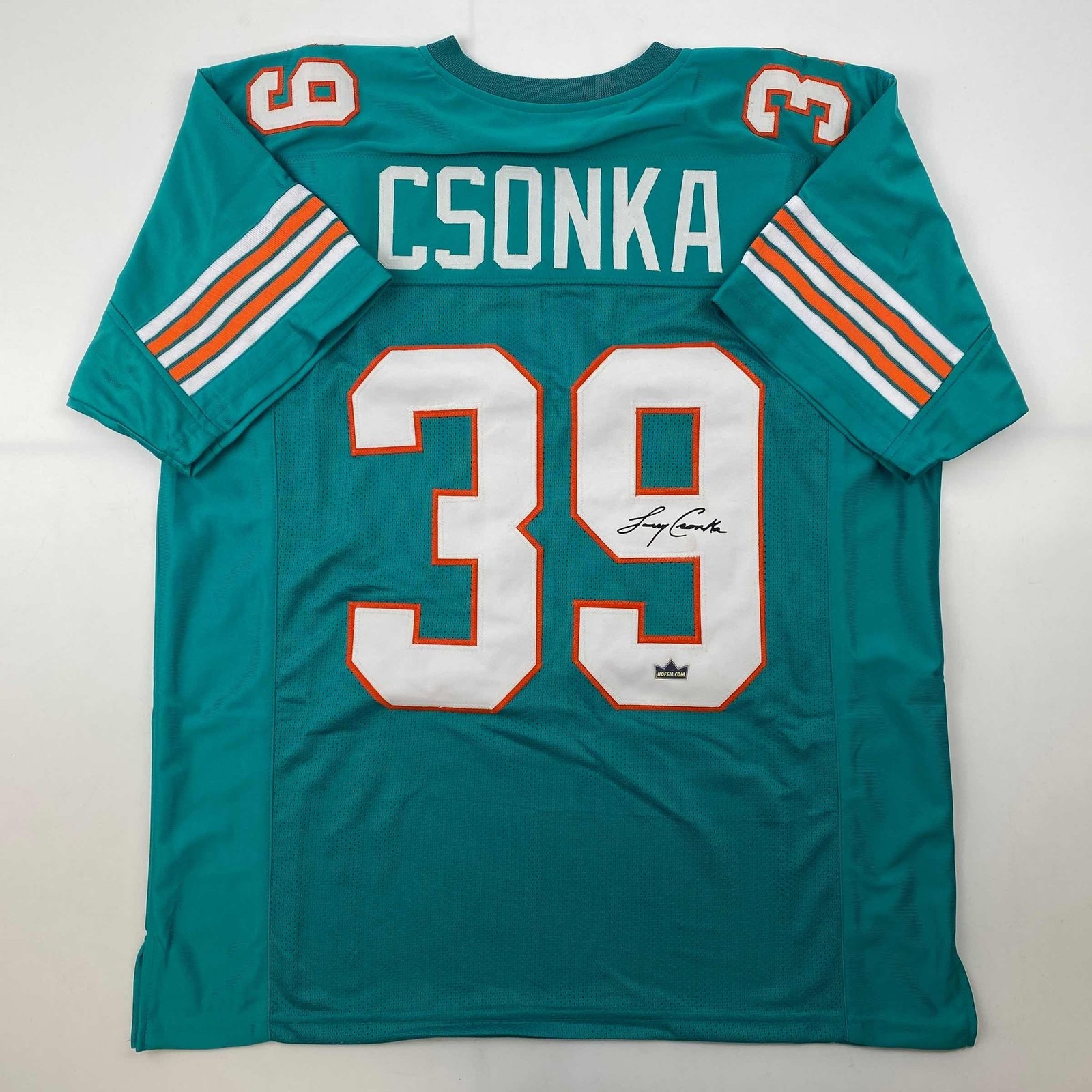 Facsimile Autographed Larry Csonka Miami Teal Reprint Jersey Size Men's XL Facsimile Autographed Larry Csonka Miami Teal Reprint Jersey Size Men's XL