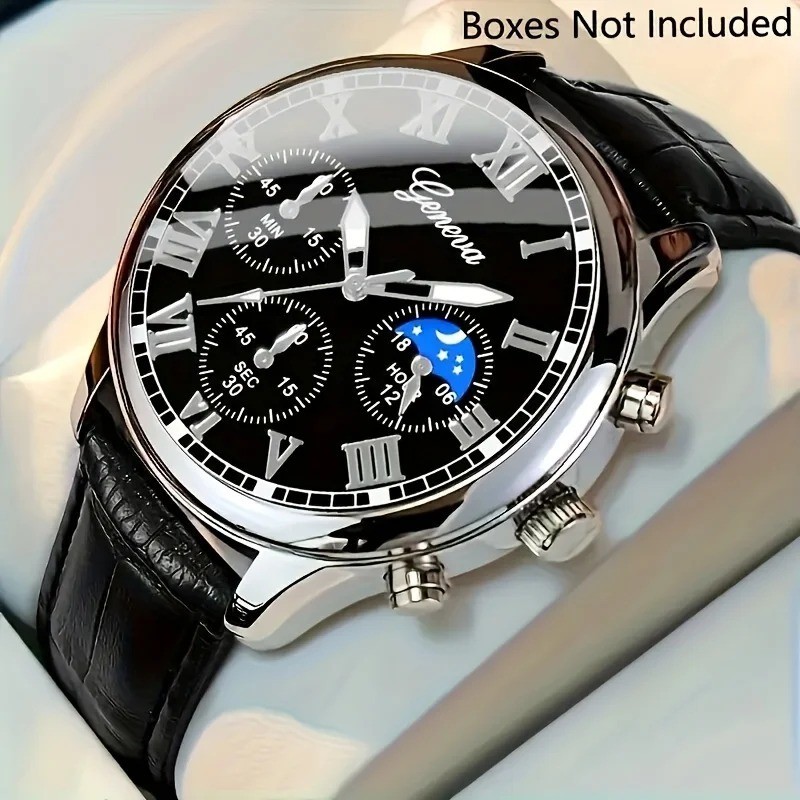 Luxury Men\'s Business Quartz Watch Black Leather Casual Wristwatch Best & Good