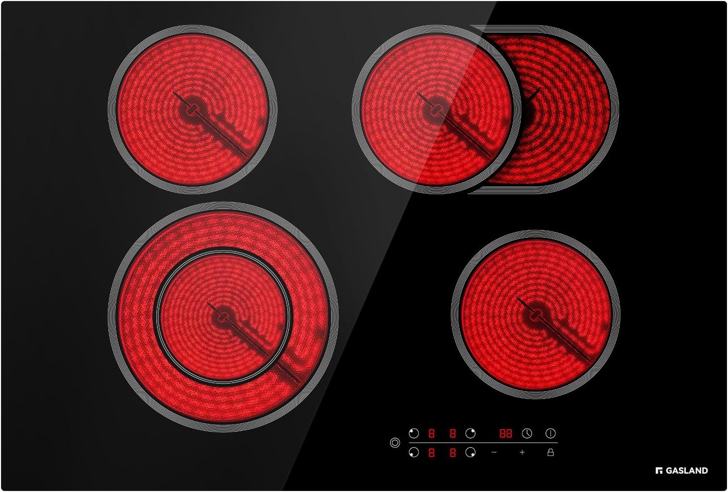 30 In. Built-in Electric Cooktop Radiant Ceramic Cooktop 4 Burners 220V 6600W