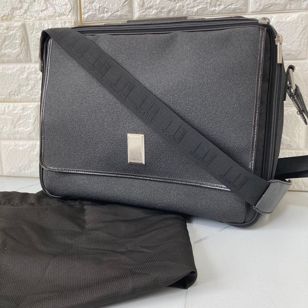 DUNHILL 2Way Messenger Business Bag Black Leather PVC A4