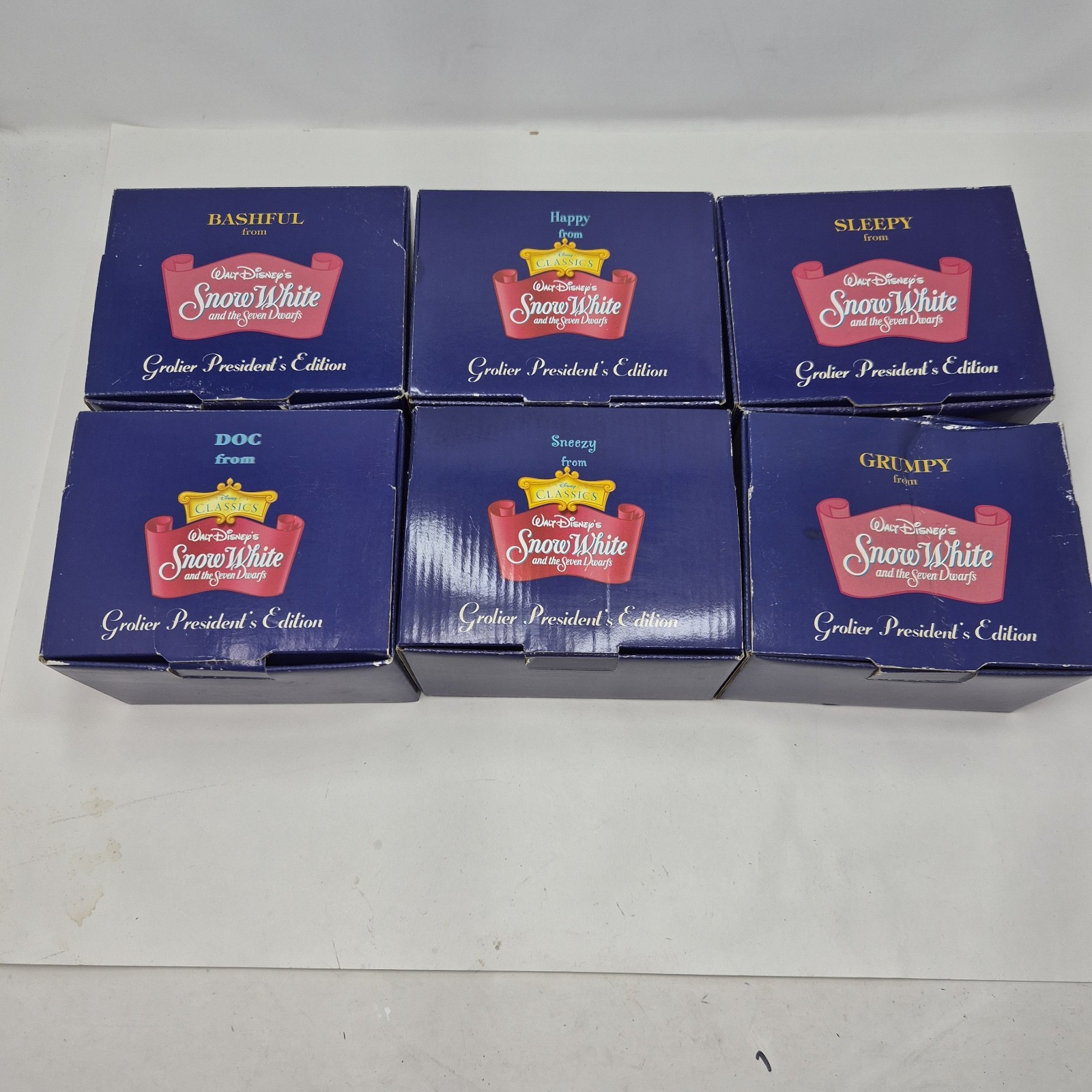 Disney Grolier Presidents Edition Snow White & 7 Dwarfs Ornaments Lot of 6 Vtg Disney Grolier Presidents Edition Snow White & 7 Dwarfs Ornaments Lot of 6 Vtg