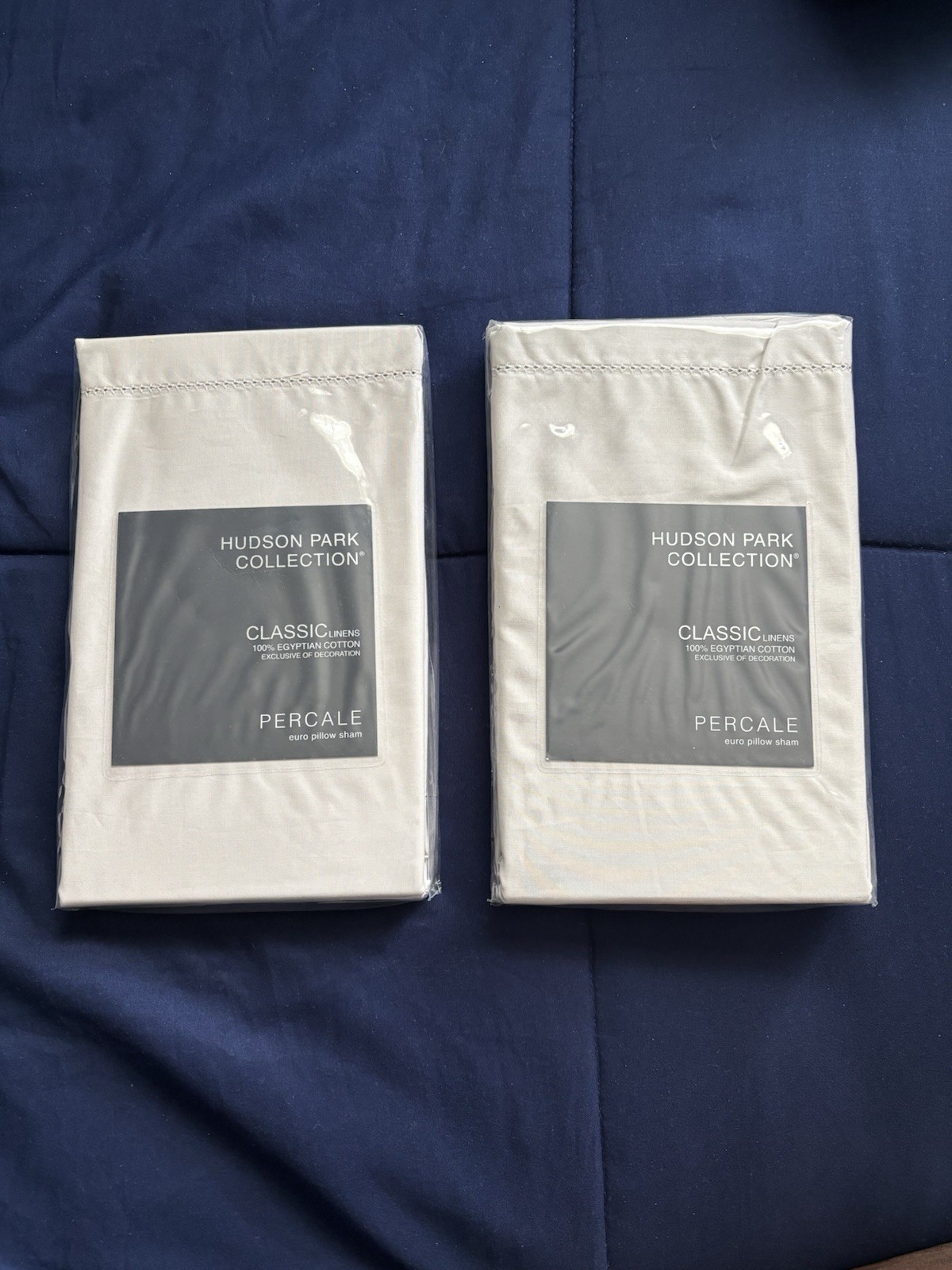 Hudson Park Egyptian Cotton Standard 2 Pillowcases Silver NEW