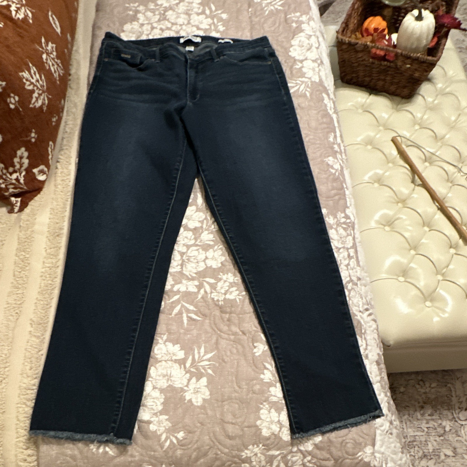 Nine West Gramercy Crop Denim Jeans, Dark Blue Size 10
