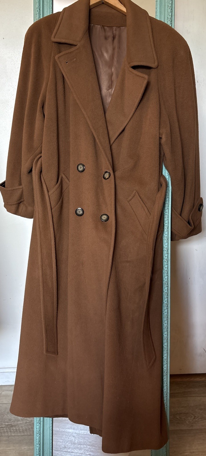 1970’s Vintage pure Cashmere Long Wrap Coat By Saks 5th Avenue 1970’s Vintage pure Cashmere Long Wrap Coat By Saks 5th Avenue