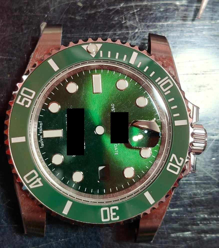 DIY 40mm Stainless steel Watch case with the green bezel Dial kit For 2824  DIY