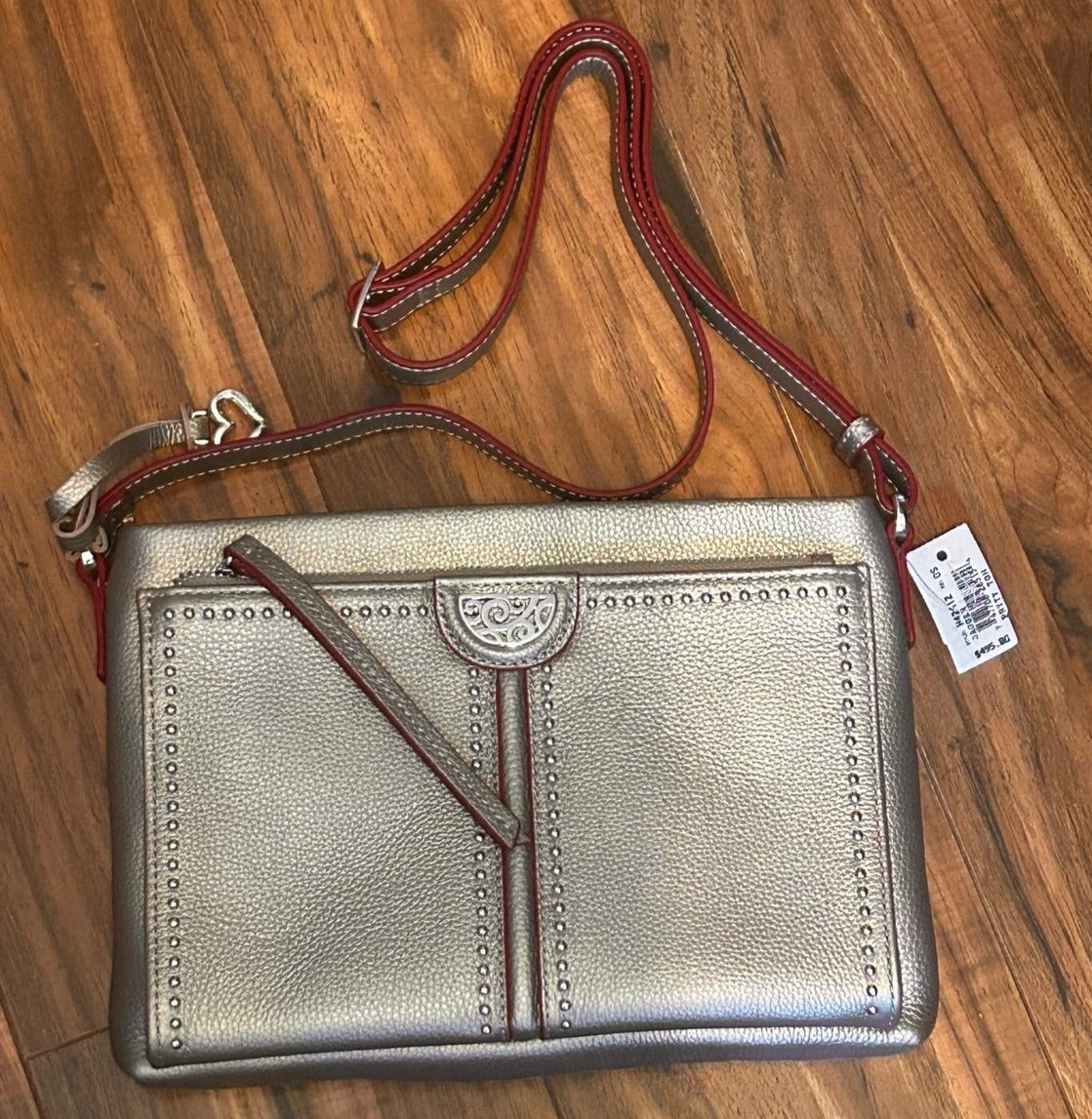 Brighton Pretty Tough Jagger Cross Body Organizer $495 Style H4241Z Zinc/red Brighton Pretty Tough Jagger Cross Body Organizer $495 Style H4241Z Zinc/red