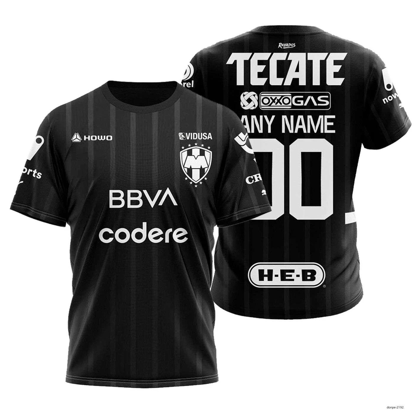 Personalized LIGA MX C.F. Monterrey Shirt 3D 2024-2025 Black Full Size