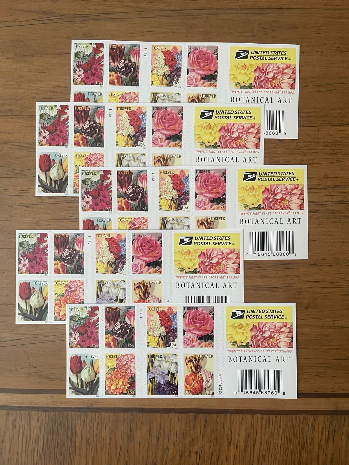 US (2015)- Botanical Art -Mint Booklet Pane of 100 Forever Stamps