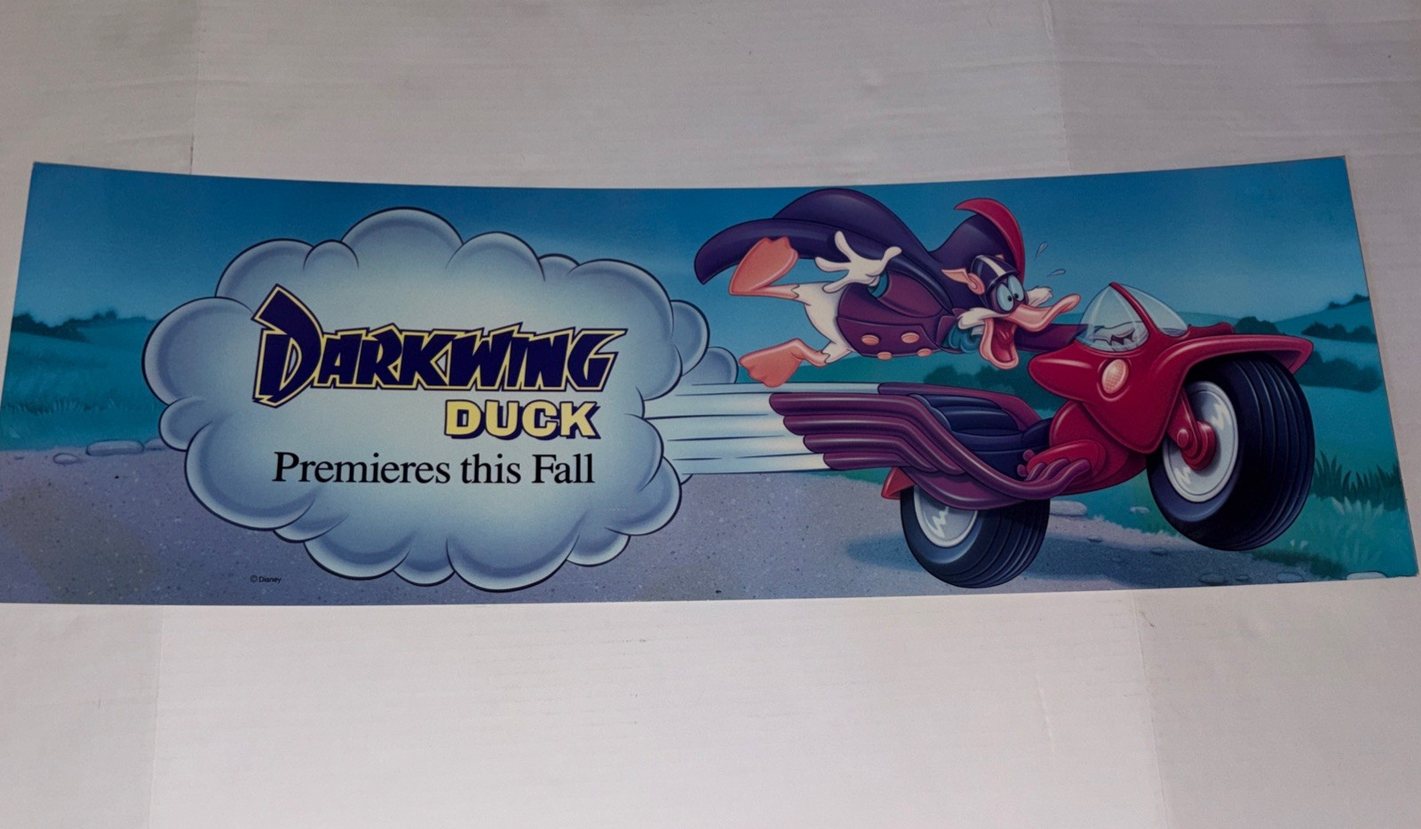 Rare Vintage DARKWING DUCK PREMIERES THIS FALL Disney Channel Promo Sign 33x11 Rare Vintage DARKWING DUCK PREMIERES THIS FALL Disney Channel Promo Sign 33x11