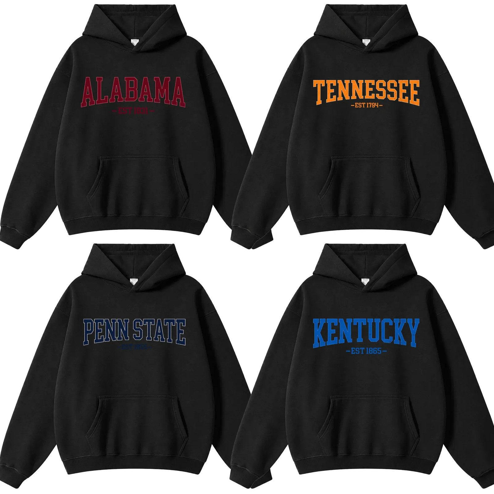 Vintage Varsity College Hoodie Black Unisex Distressed Athletic Hoodie