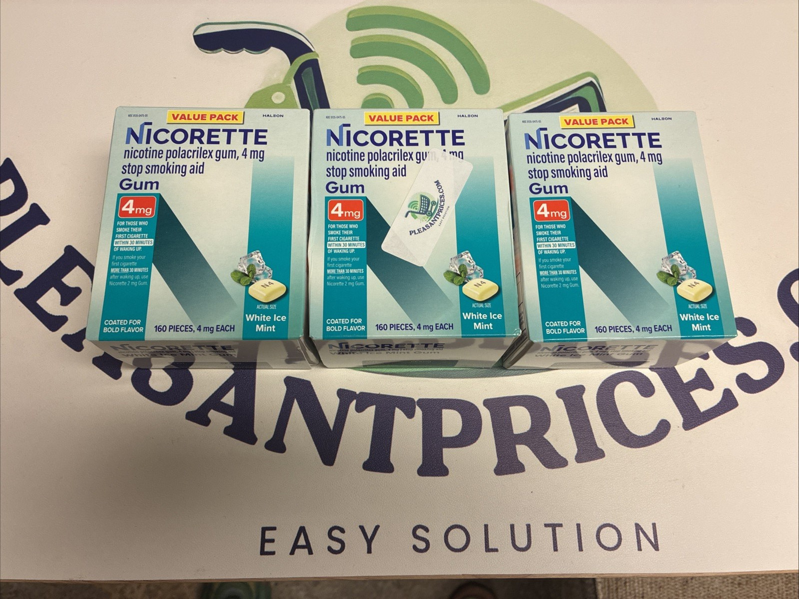 3x Nicorette 4mg, White Ice Mint, Nicotine Gum 480 total ct,