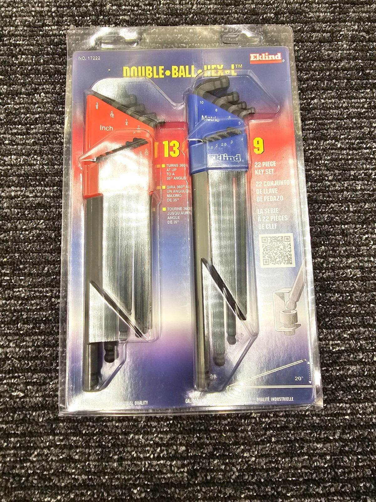 Eklind Ball End Extra Long Stubby Hex Wrench Key 22pc Metric SAE USA 17222