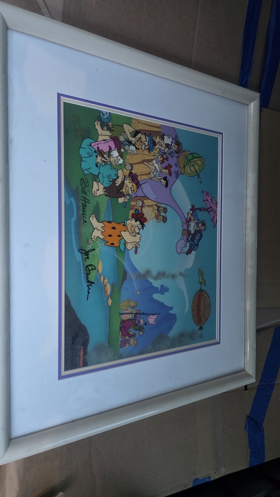 Hanna-Barbera The Flintstones 1990s Framed Matted Print Signed Hanna Barbera Hanna-Barbera The Flintstones 1990s Framed Matted Print Signed Hanna Barbera