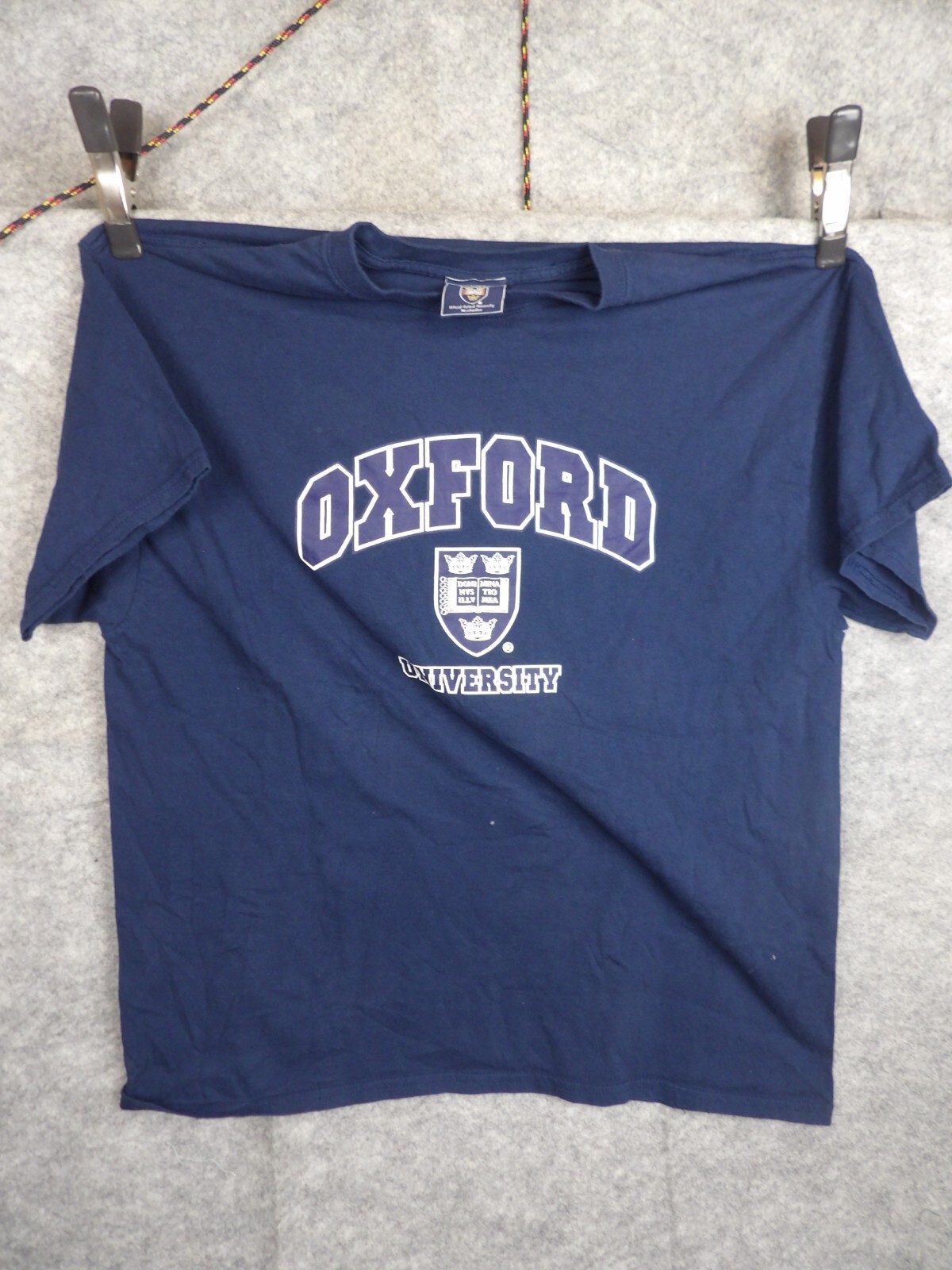 Oxford University Shirt Mens Large Blue Short Sleeve 100% Cotton