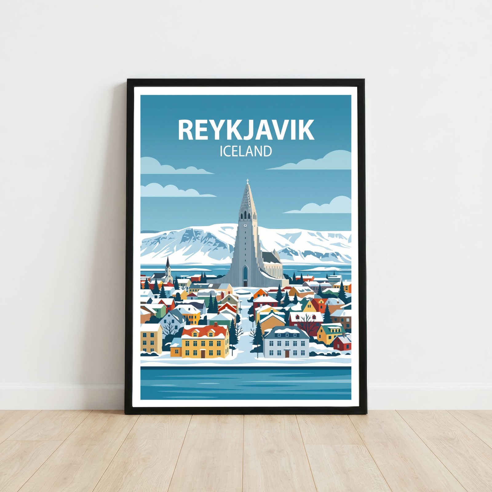 Reykjavik Iceland Travel Poster Wall Art Print Holiday Gift