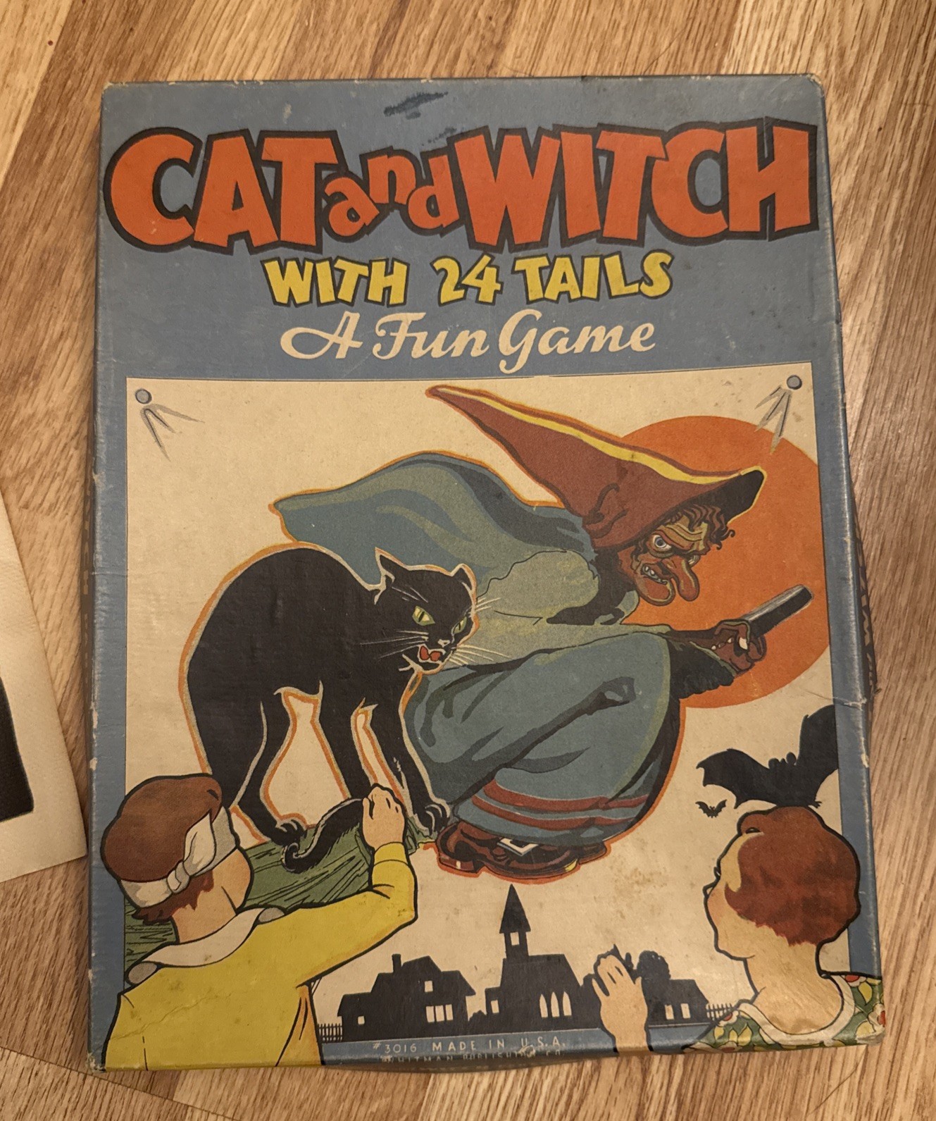 Vintage Halloween Game Pin the Tail on the Cat and Witch by Whitman #3016