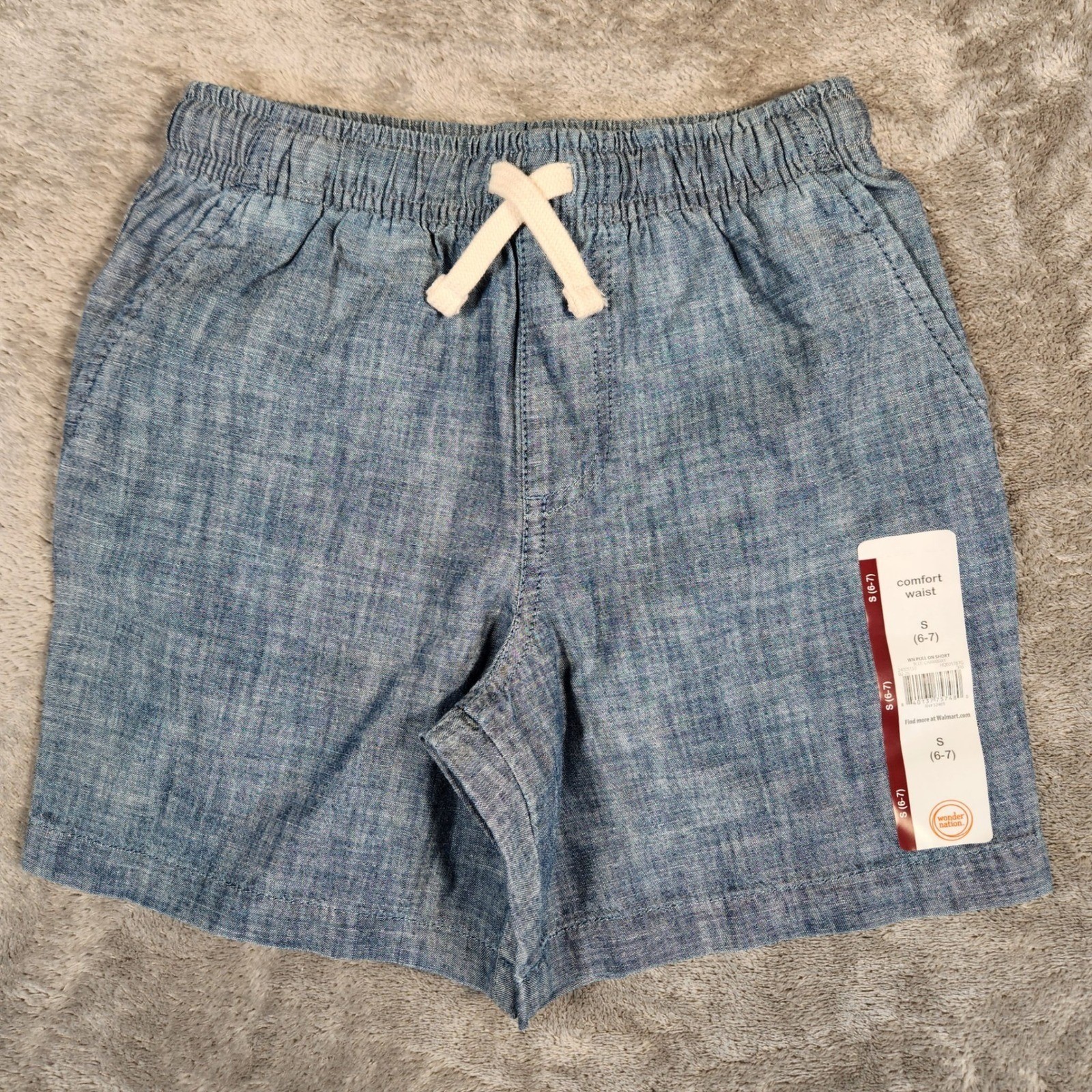 Wonder Nation Pull On Shorts Girls S 6-7 Blue New Chambray Cotton Comfort Waist Wonder Nation Pull On Shorts Girls S 6-7 Blue New Chambray Cotton Comfort Waist