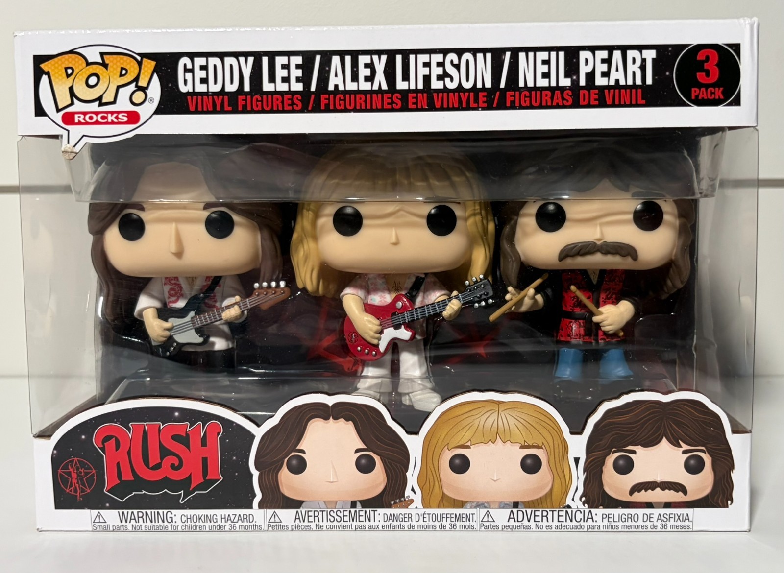 Funko Pop Rocks RUSH Geddy Lee Alex Lifeson Neil Peart 3 Pack 2018 MIB