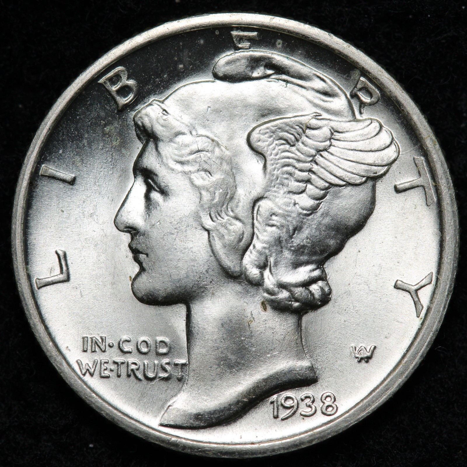 1938-D Mercury Silver Dime GEM BU *UNCIRCULATED* MS FULL BANDS FSB E293 WRKV