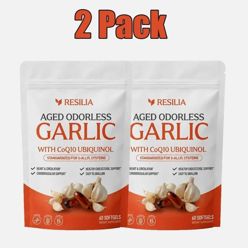 2 Pack Resilia Odorless Aged Garlic Extract 600mg CoQ10 60 Softgels New Sealed