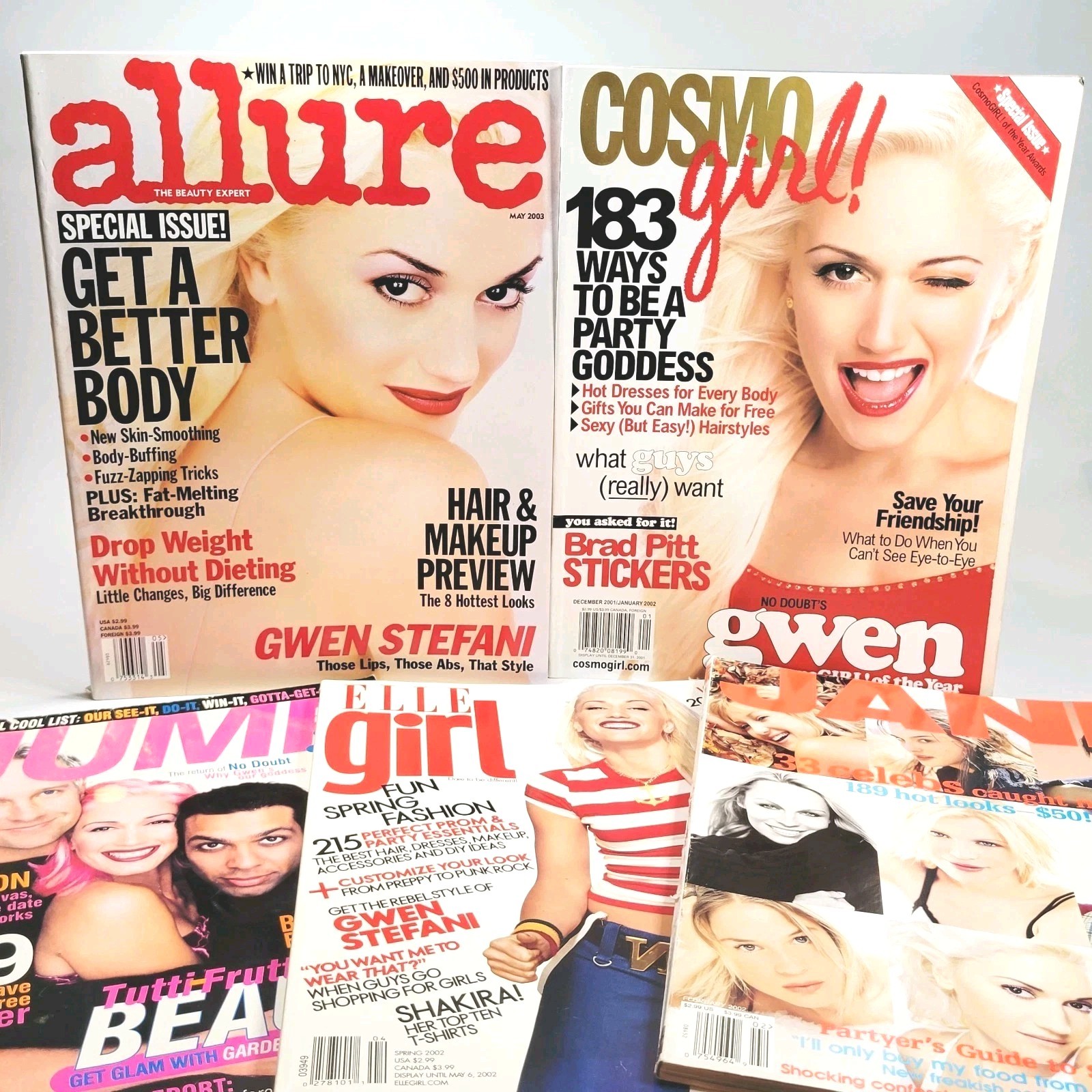 Vintage Gwen Stefani Magazine Lot (5) CosmoGirl ELLE Girl Jane Allure Jump Y2k 