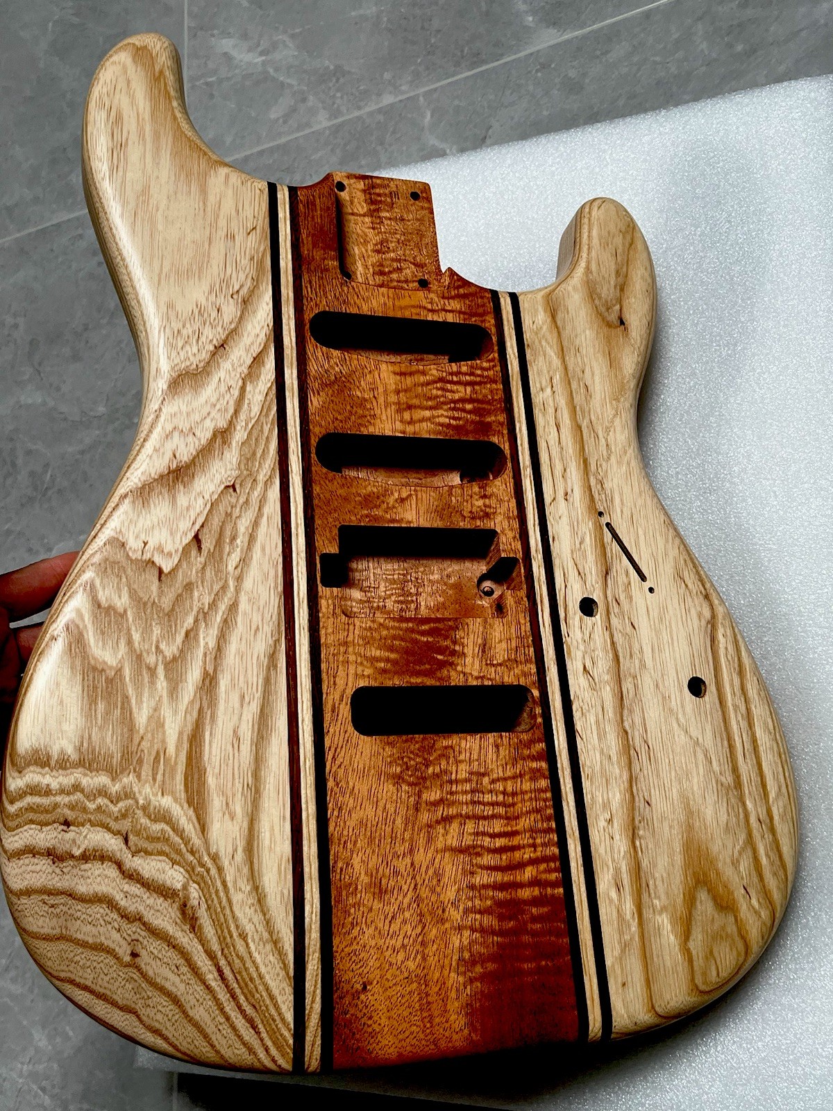 AAAAA Handcrafted  9-Piece Guitar Body Ash & Mahogany Satin Natural Wood Grain