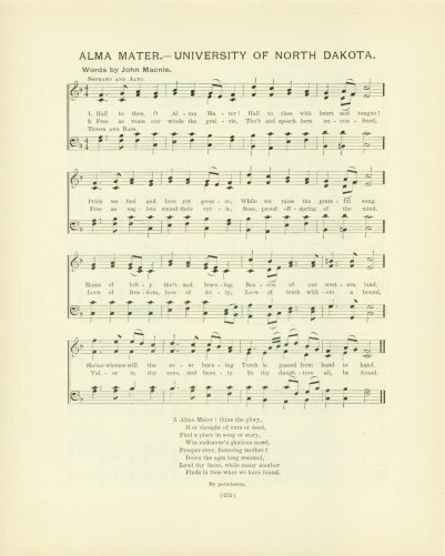 UNIVERSITY OF NORTH DAKOTA Antique Alma Mater Song Sheet c1906
