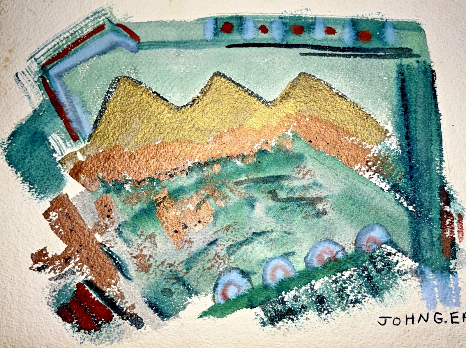 Original John Ernst Watercolor Mountain Landscape on Matte Paper Woodstock NY Original John Ernst Watercolor Mountain Landscape on Matte Paper Woodstock NY