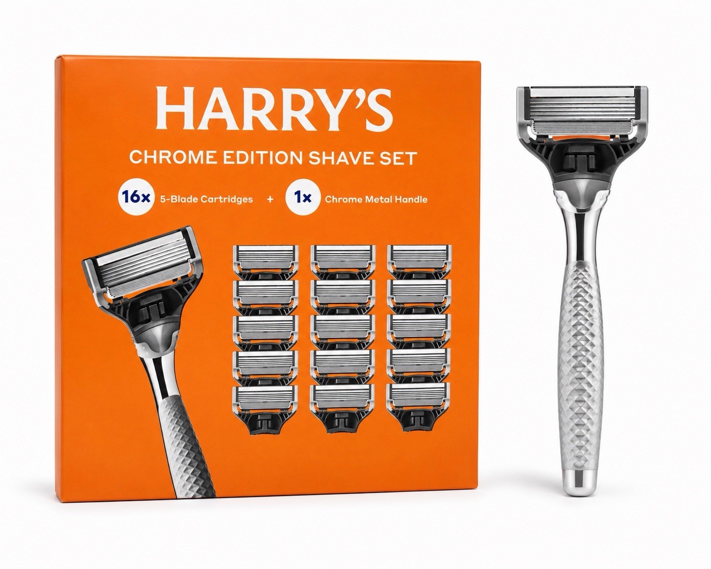 Harry\'s Chrome Edition Razor Set 16 Cartridges + 1 Handle (Brand New & Sealed) Harry\'s Chrome Edition Razor Set 16 Cartridges + 1 Handle (Brand New & Sealed)