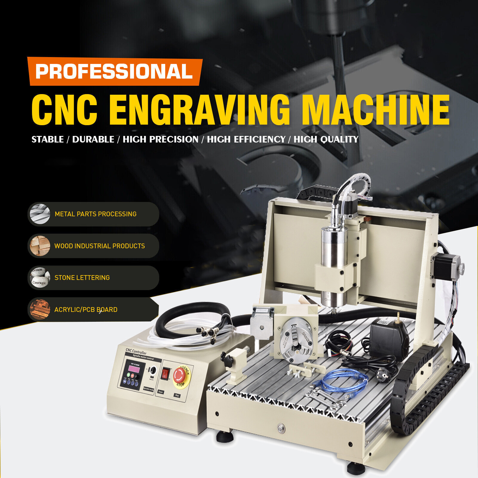 4 Axis 6040 CNC Router Engraver 3D Cutter Milling Drill Engraving Machine 1500W