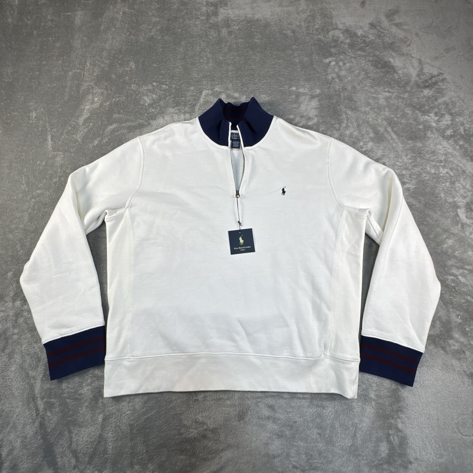 Vintage Polo Ralph Lauren Sweater Mens 2XL White Fleece Casual Preppy Y2K
