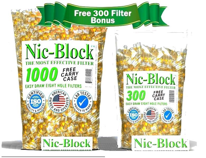 NIC-BLOCK Cigarette Filters Bulk Wholesale 1300 FILTERS TIPS & FREE CARRY CASE NIC-BLOCK Cigarette Filters Bulk Wholesale 1300 FILTERS TIPS & FREE CARRY CASE