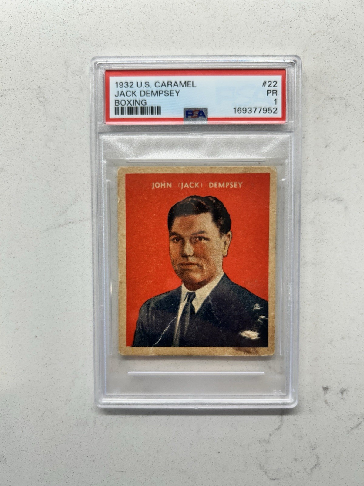 1932 U.S. CARAMEL BOXING #22 JACK DEMPSEY PSA 1 VERY RARE 🔥🥊 1932 U.S. CARAMEL BOXING #22 JACK DEMPSEY PSA 1 VERY RARE 🔥🥊