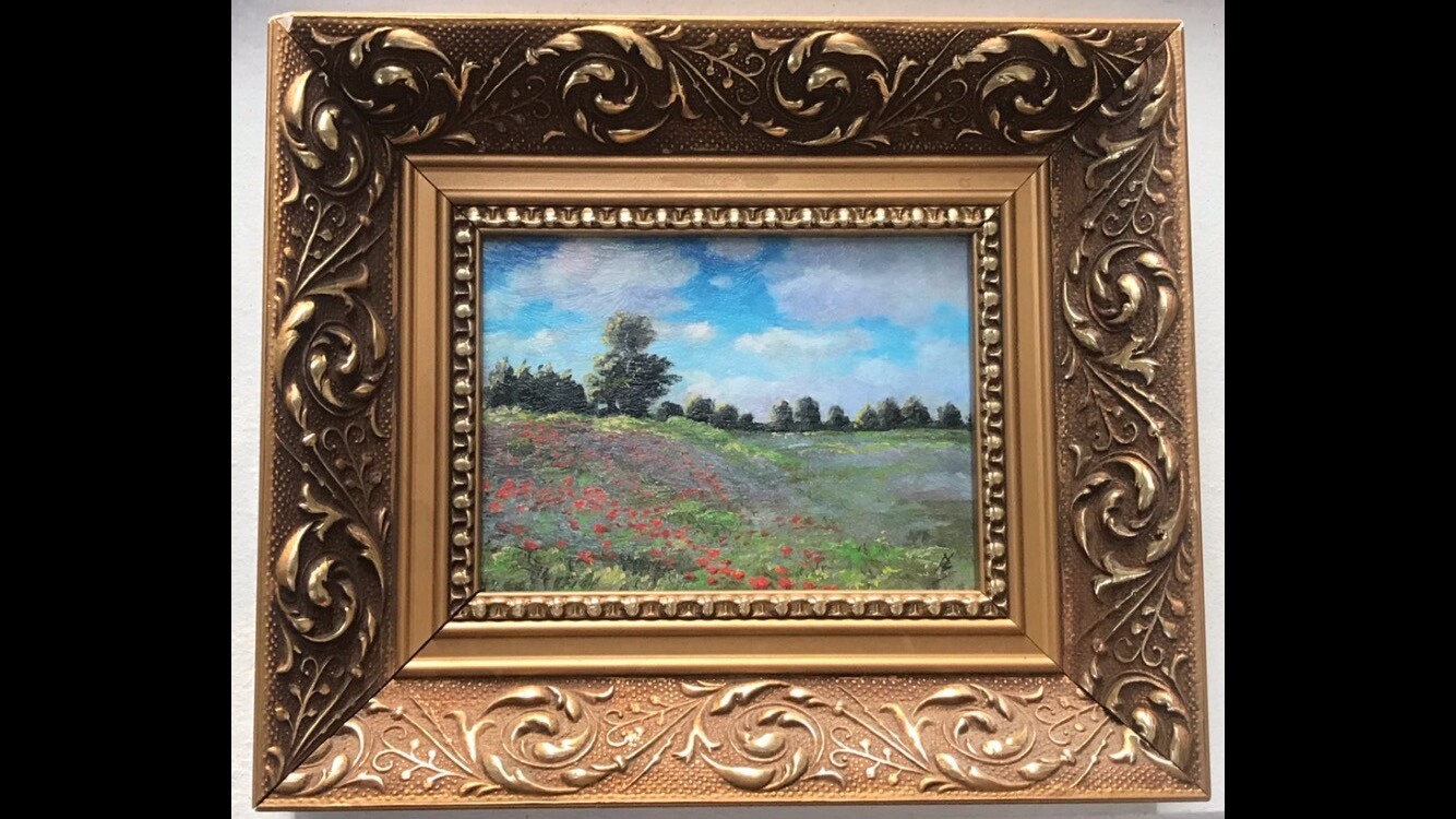 Roses On A Hill - Vintage Oil Painting 