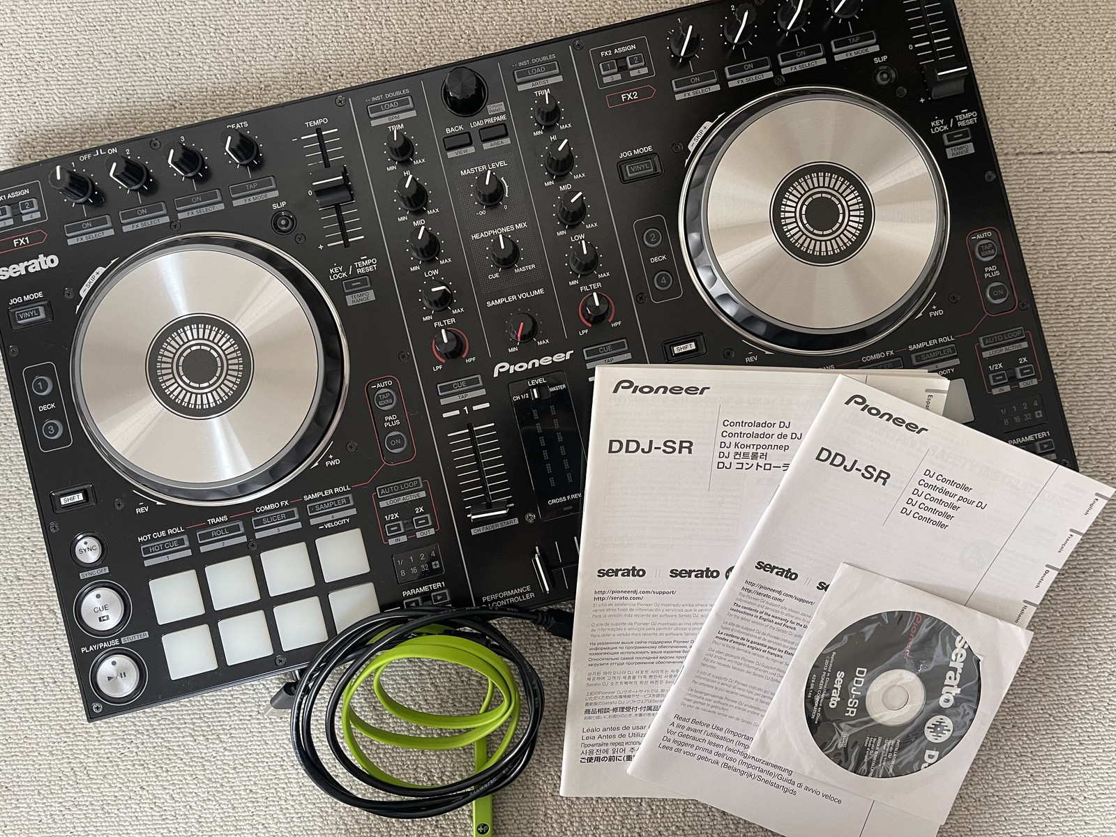 Pioneer DDJ-SR Serato DJ Controller 2-Channel 4-Deck USB Cables Tested Working