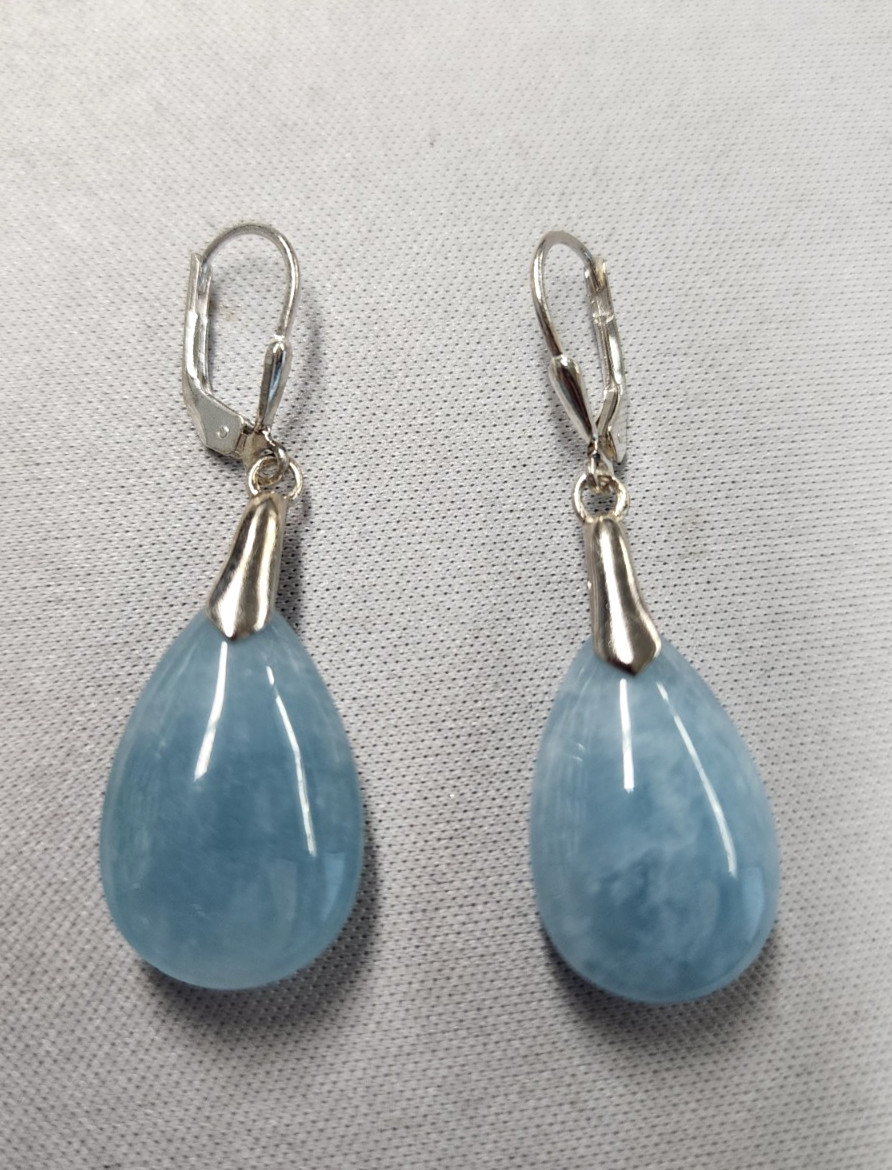 Jtv Blue Aquamarine Rhodium Over Sterling Silver Earrings 44mm