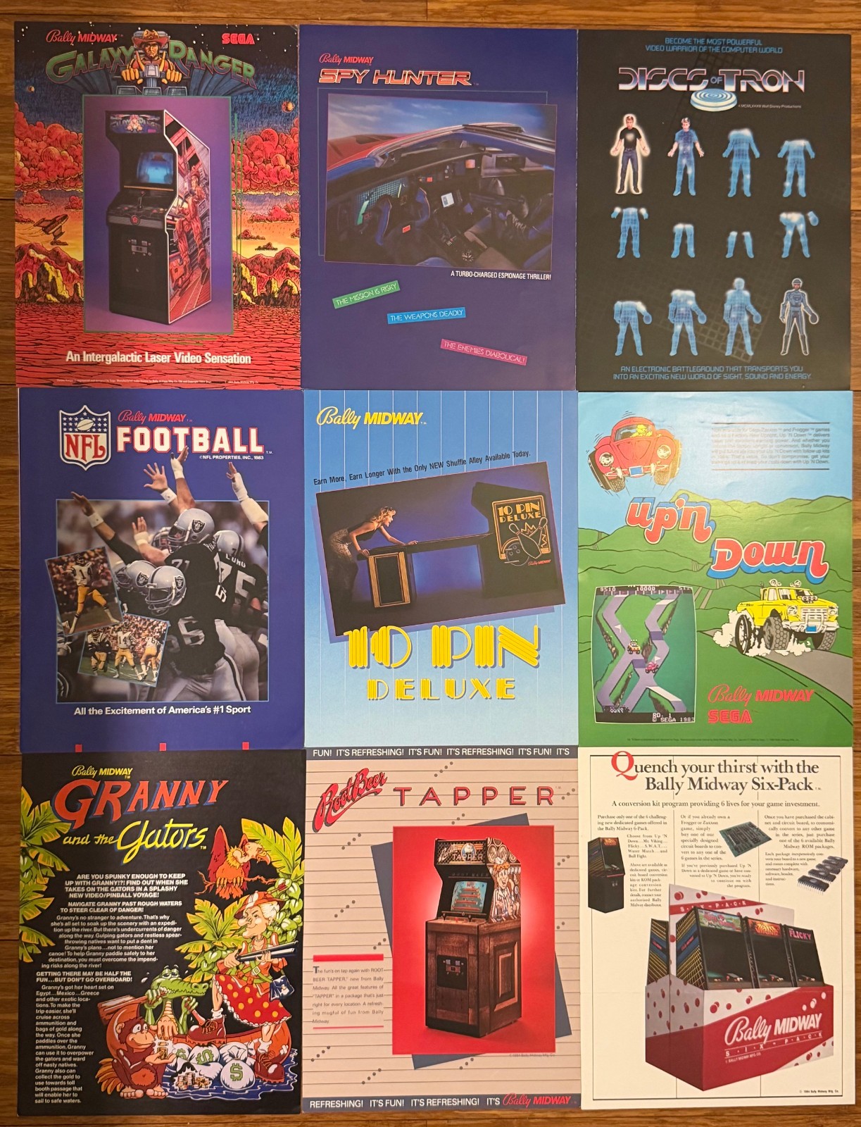 Vintage 1980's Bally Midway Arcade Promotional Sales Flyer Lot of 9 Vintage 1980's Bally Midway Arcade Promotional Sales Flyer Lot of 9